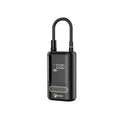 Black HABROK portable digital air compressor with its braided hose looped over the top on a white background.